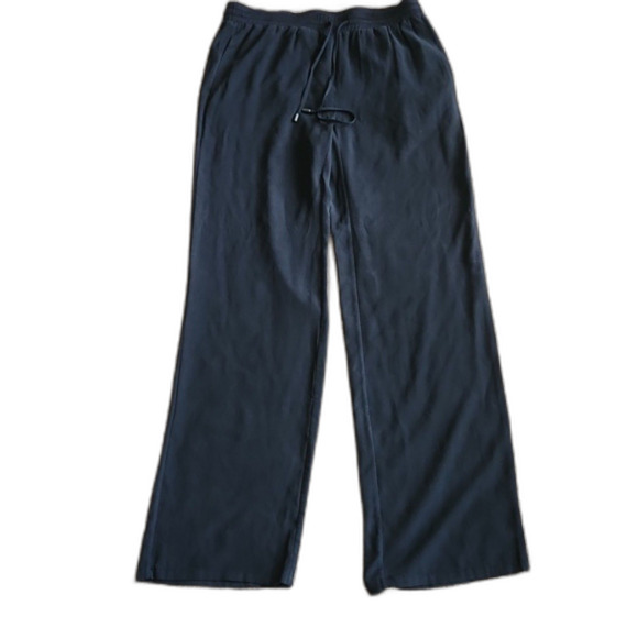NWT GO>by Go Silk Black Washable Silk Straight Pants, Washed Black, Size XS